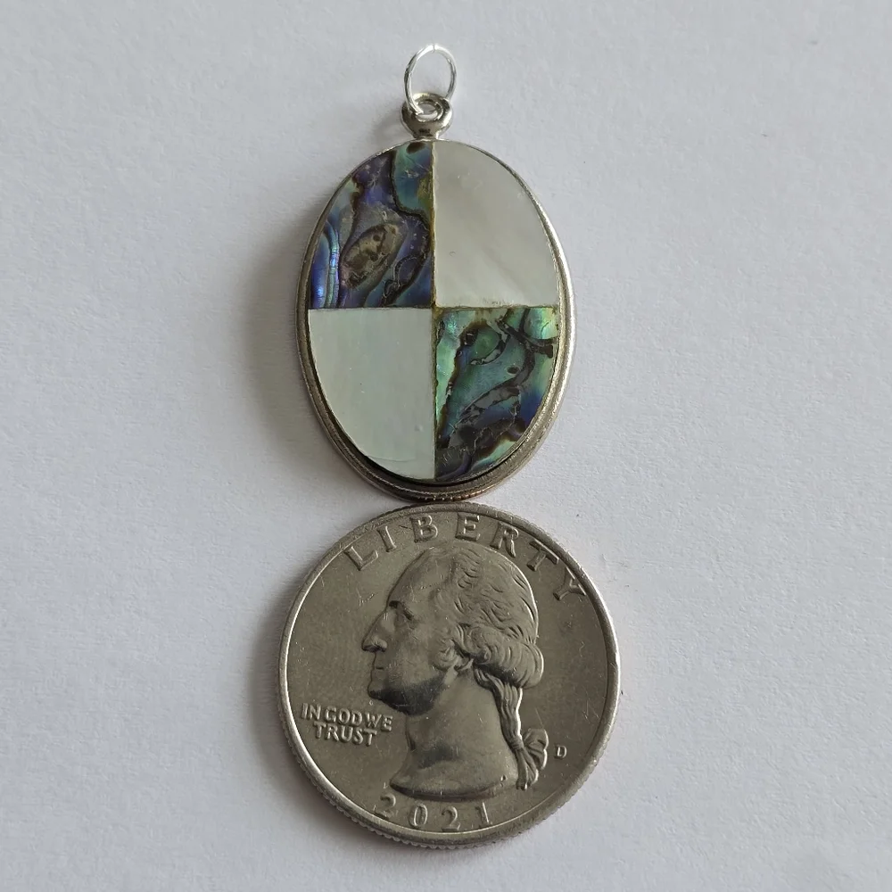 Vintage Pendant Southwestern style charm mother of pearl shell boho